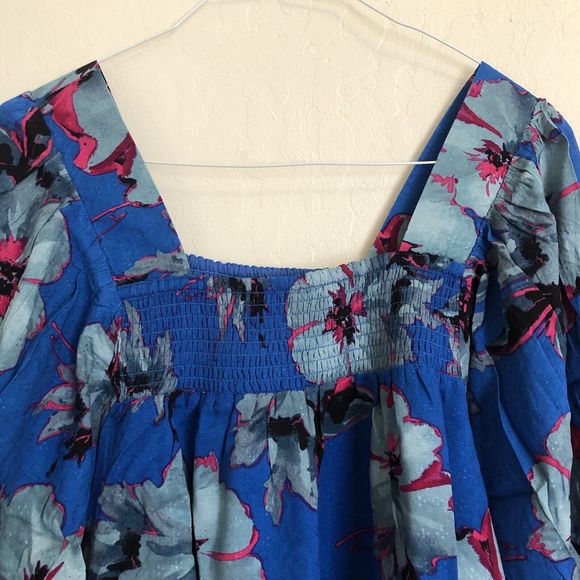 Band of the Free Lapis Blue Slate Soria Tropical Floral Mini Dress NWT Small - Picture 3 of 13